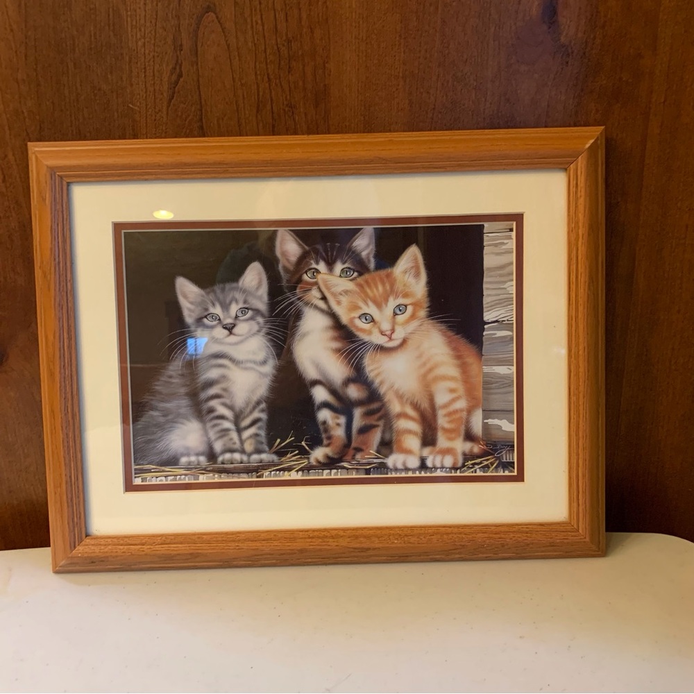 Three Amigos Kitten Cat Print by Deb Bovy Double Matted Framed Signed